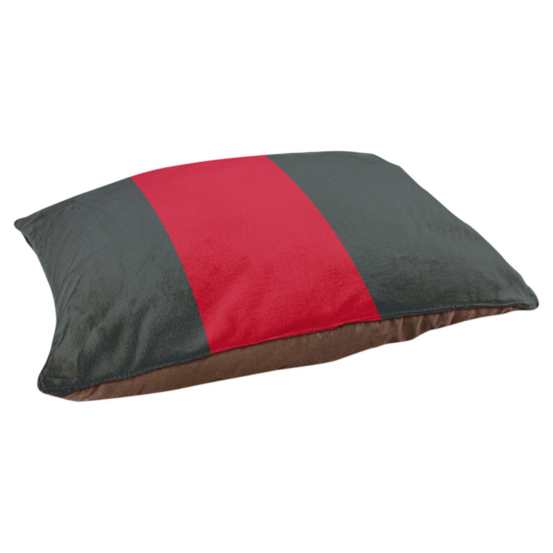 Oreiller rectangulaire New York, Grand (L 40 po x l 50 po), Gris acier / rouge