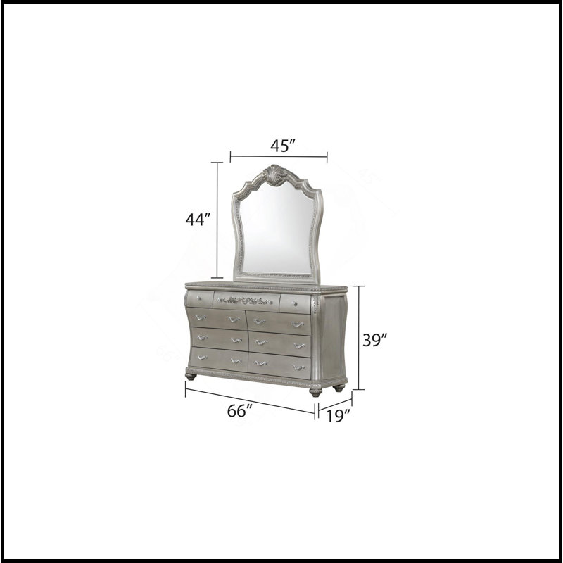Miroir de style traditionnel avec cadre en bois argenté
