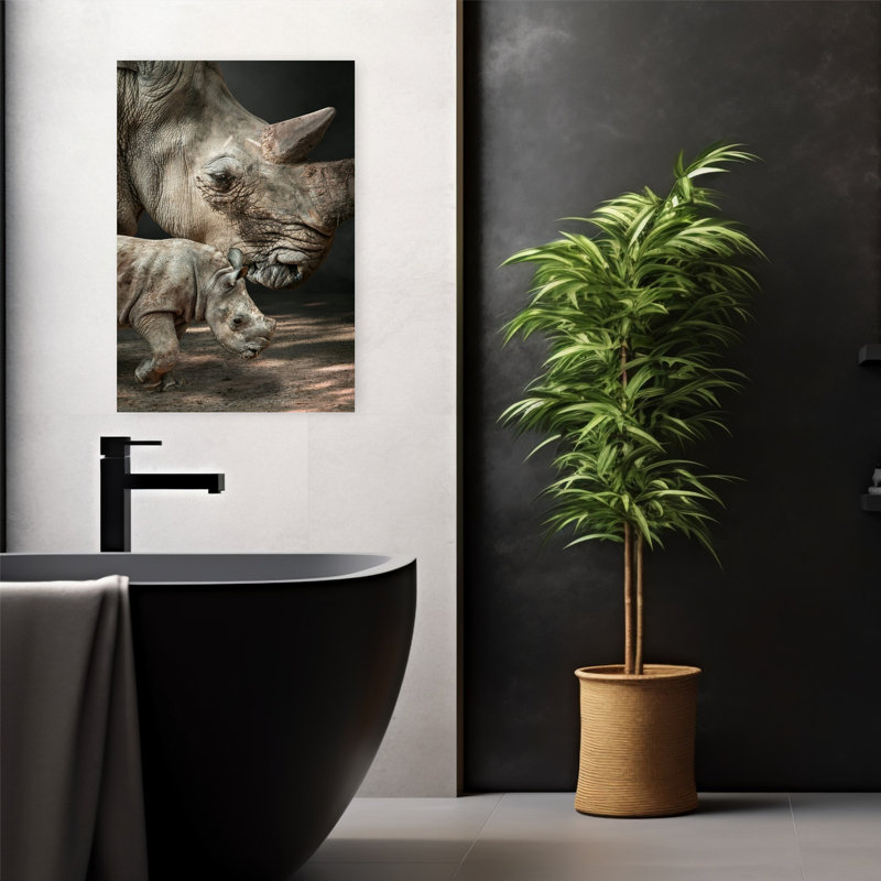 Rhinomom, art mural abstrait contemporain, H 24 po x l 16 po
