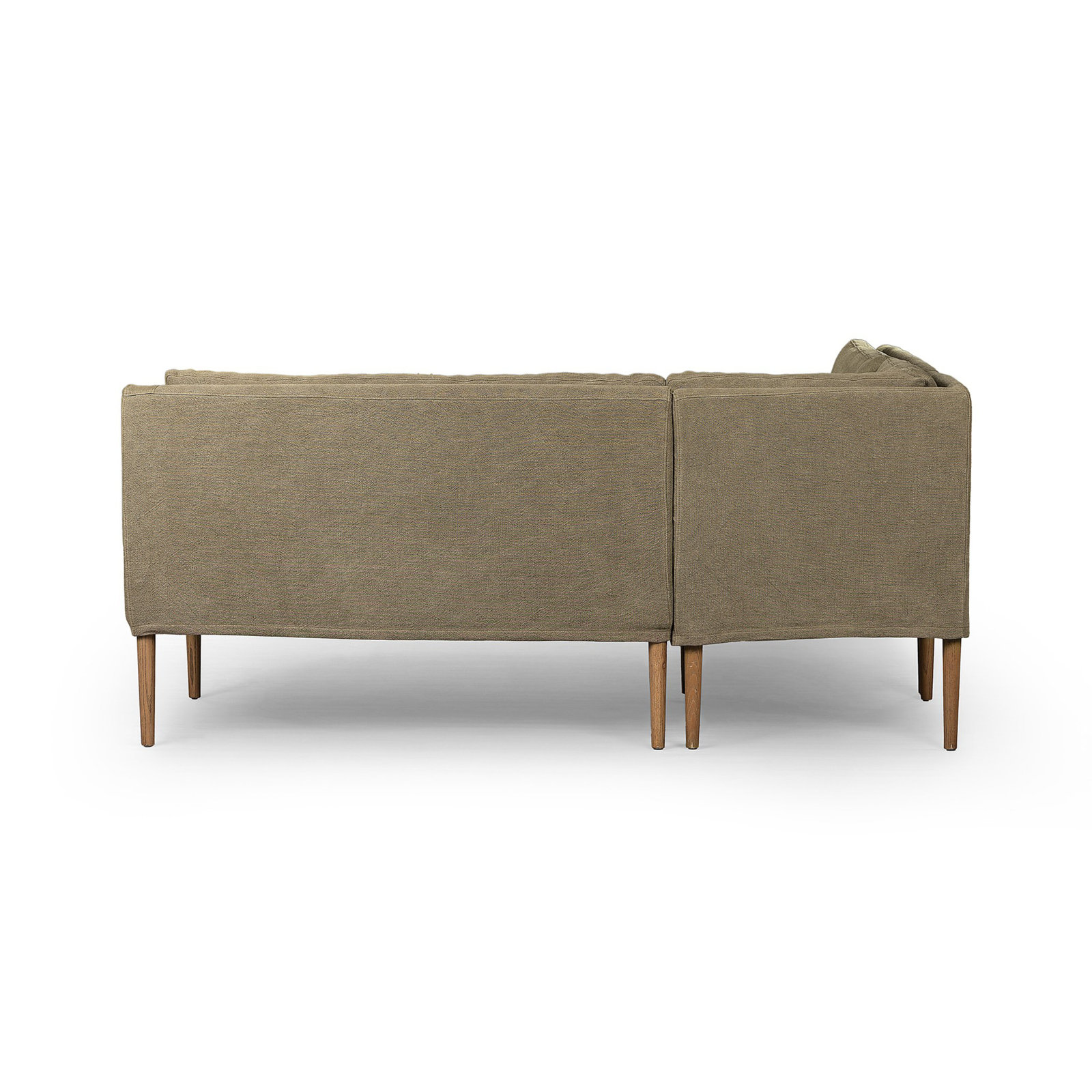 Aurelia Dining Banquette, Broadway Olive Linen, 34.5" H x 76" W x 76" D, Symmetrical