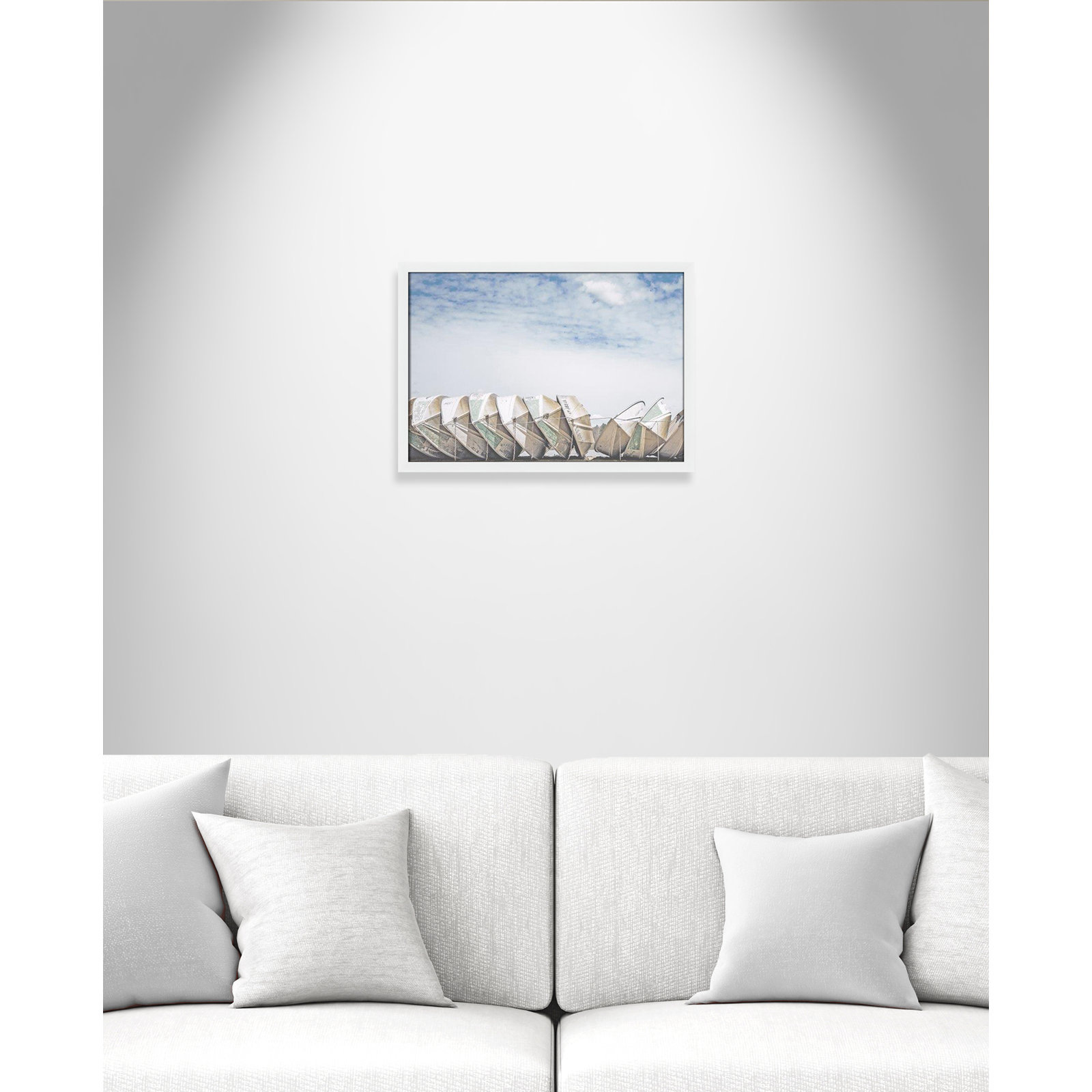 Hennecy "Wooden Boats" Print by Leah Straatsma, 17" H x 23" W x 1.25" D, Satin White