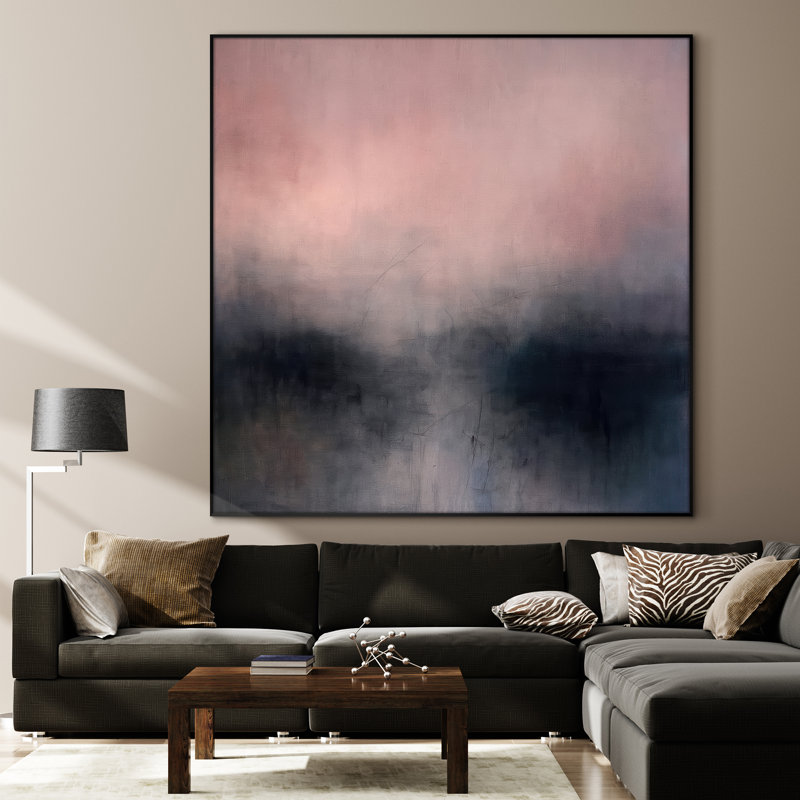 Très grand art mural imprimé sur tissu - Paysage abstrait neutre moderne pour la décoration d'œuvres d'art pour le salon ou la chambre à coucher - «Assemblage requis du cadre (cadre non fini)»