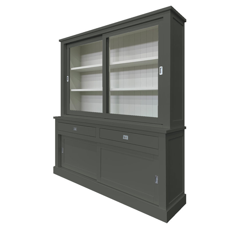 Antione 200 cm W Display Cabinet China Cabinet, Green Grey