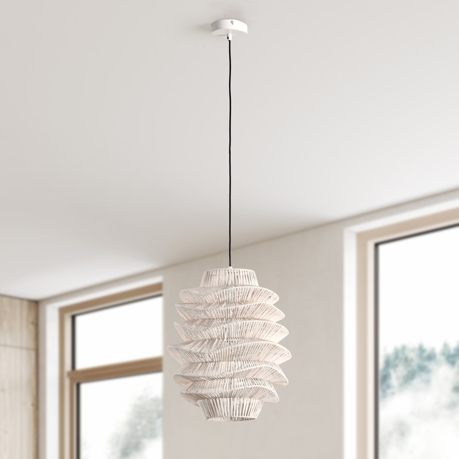 Barlow 1-Light Rattan Woven Pendant, White