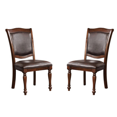 2Pc Dining Chairs - Brown Cherry Solid Wood, Seat With Turned Legs Astounding Traditional Room Wood And New