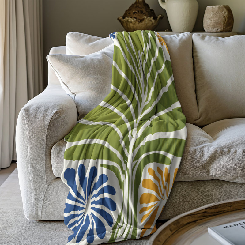 «Blossom Burst Spectacle» - couverture en sherpa de qualité supérieure 1 pièce - reproduction d'art luxueuse, Grand lit