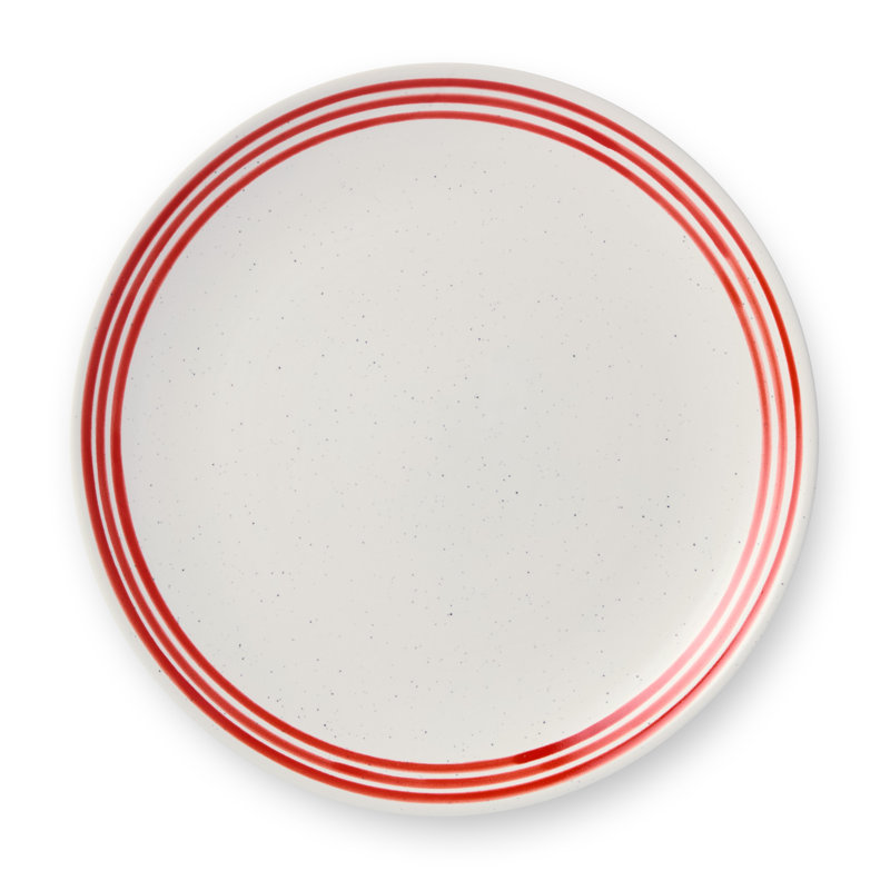 Assiettes à salade en grès rouge Dockside - Ensemble de vaisselle de 4 pouces, 9 pouces, d'inspiration côtière, résistante aux éclats pour un repas de tous les jours. Idéal pour les hors-d'œuvre, les salades ou les desserts.
