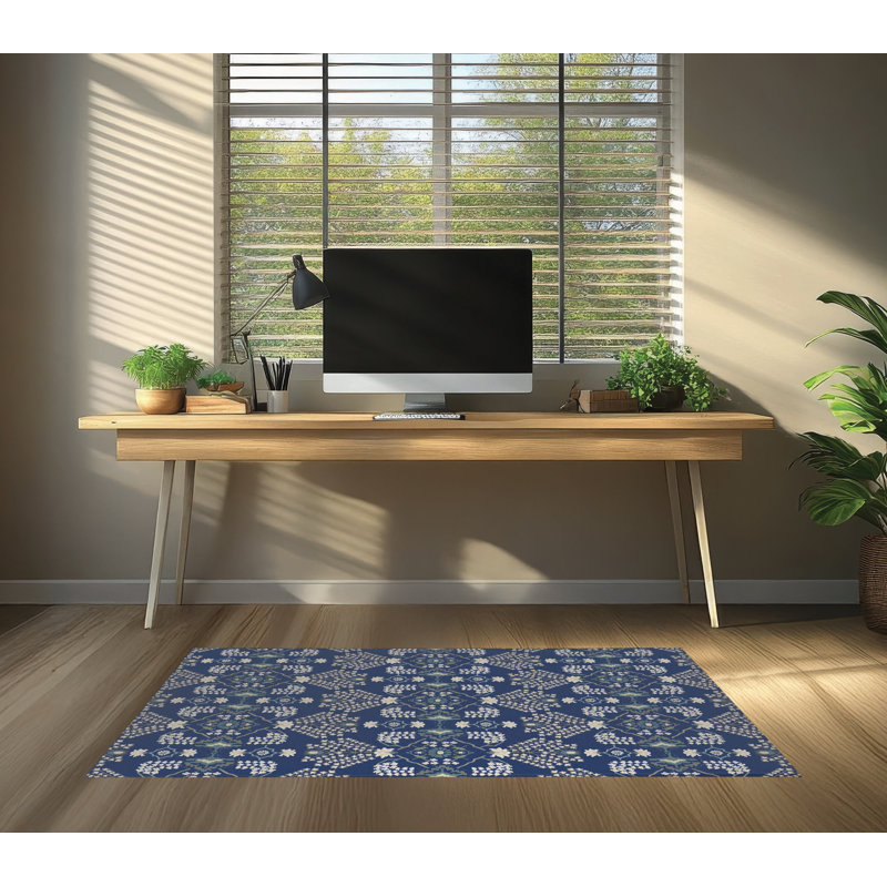 Tapis de bureau léger antidérapant Tilly, Marine, L 5 pi x L 3 pi