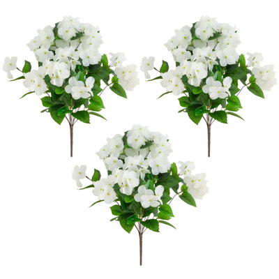 19In. UV Resistant Artificial Hydrangea Bush (Indoor/Outdoor) - Set Of 3
