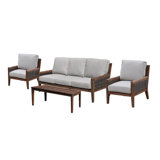 Bermuda Courtyard Casual Teak Sunbrella Sofa Seating Group with Cushions