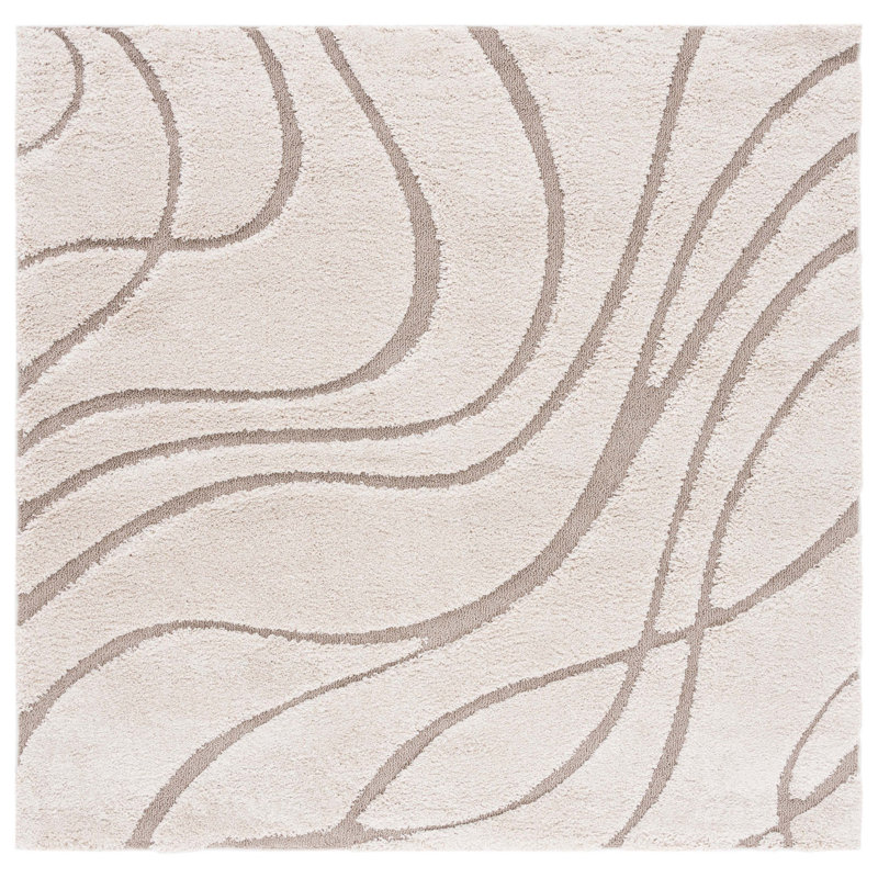 Tapis crème / beige Ashal, Carré 3 pi, Cream/Beige