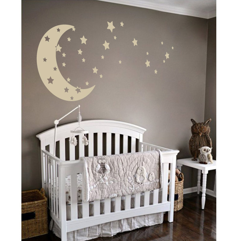 Adhésif décoratif lune et étoiles, Beige, H 22 po x l 49 po x P 0,01 po
