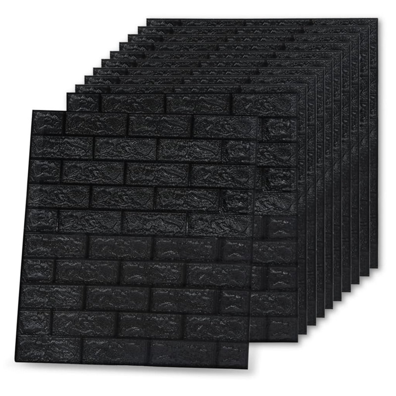 Adam-Jesse 3D Wallpaper Bricks Self-Adhesive 40 Pcs, Black