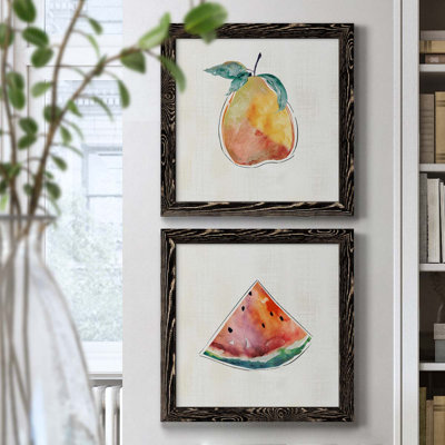 Happy Pear - Ensemble de 2 peintures sur toile encadrées