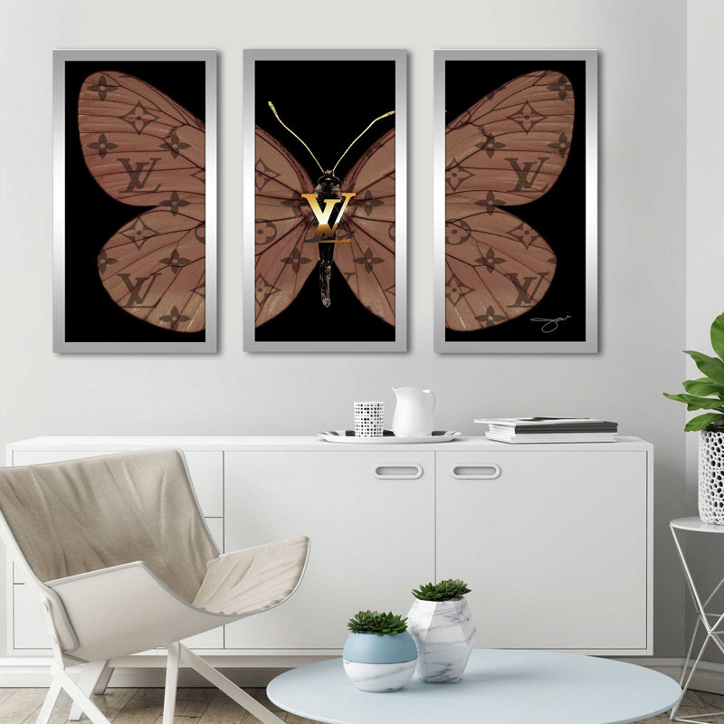 "Louis Vuitton Butterfly" par Jodi, ensemble de 3 cadres photo, L 40,5 po x H 25,5 po x P 1 po