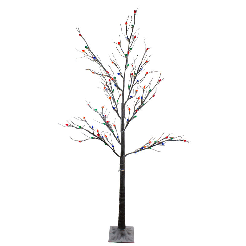 Arbre de Noël artificiel brun 6 pi avec lumières DEL multicolores pré-éclairées