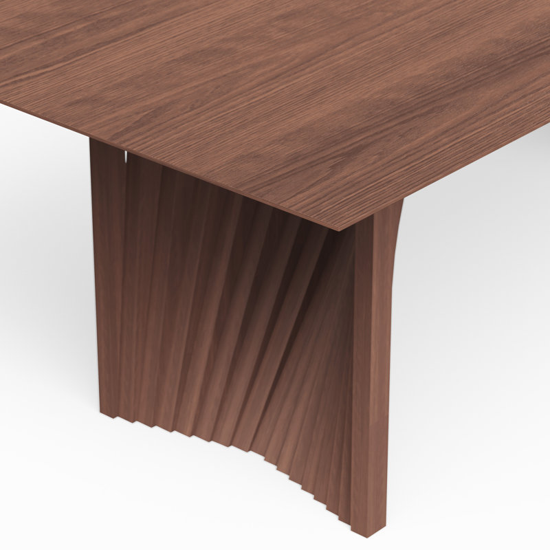 Modern Brazilian Laguna Glass Top Dining Table, Nogal
