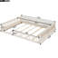 Lit plateforme double tapissier pleine grandeur beige avec garde-corps et coussin moelleux - construction durable