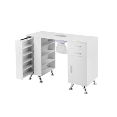 Manicure Table Nail Desk with Spacious Storage,