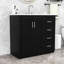 Meuble-lavabo de salle de bain avec lavabo en céramique, 3 tiroirs et armoire à portes à fermeture douce-1395037316