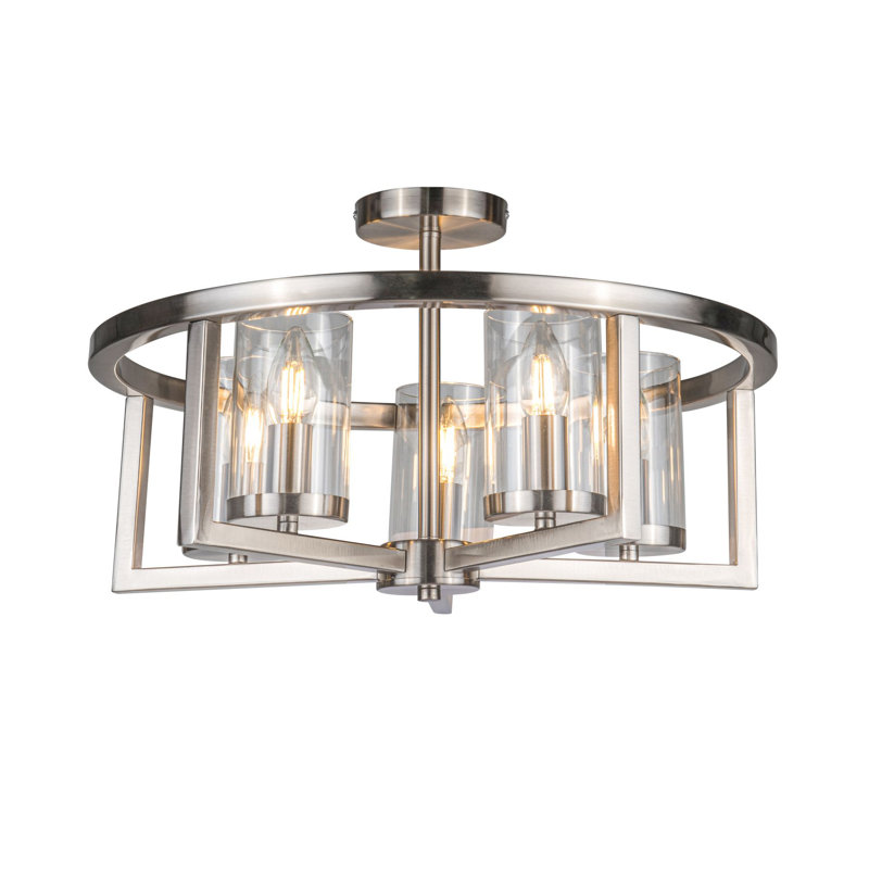 Aundre 5 - Light Chandelier Pendant, Satin Chrome