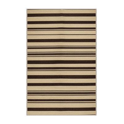  Tapis lavable rayé brun foncé écru