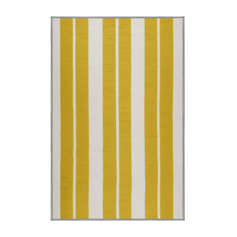 Tapis gris à rayures horizontales lavable à la machine, Rectangle 2 pi x 3 pi