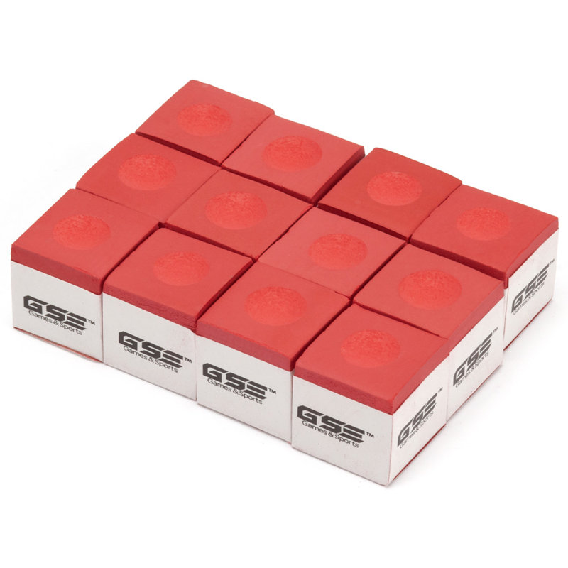 Paquet de 12 craies de billard / queue de billard rouge GSE, accessoires de table de billard pour la maison / tournoi, Rouge