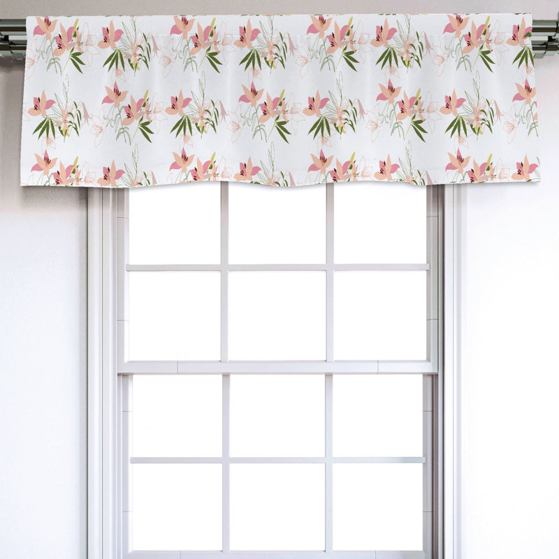 Sateen Floral Ruffled Window Valance