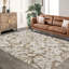 Tapis doux à motif de feuilles lavables - résistant aux marques, antidérapant, pliable, doux tapis en fausse laine - salon, chambre à coucher, cuisine - ton brun, 9 x 12 pi-129391098-129391099