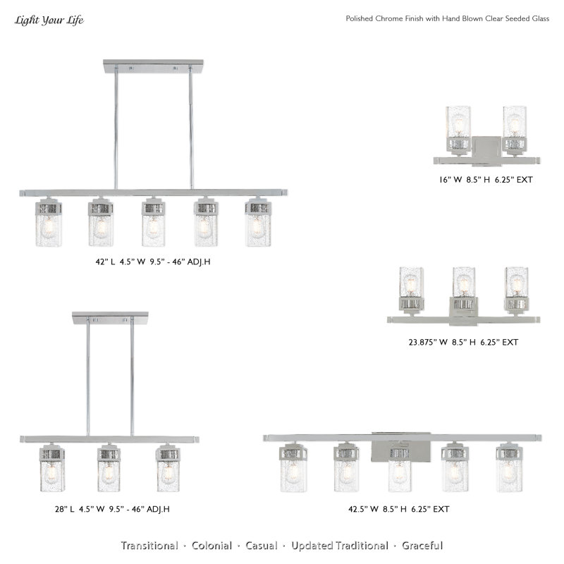 Luminaire suspendu linéaire à 3 lumières pour îlot de cuisine Nailwell, Chrome poli