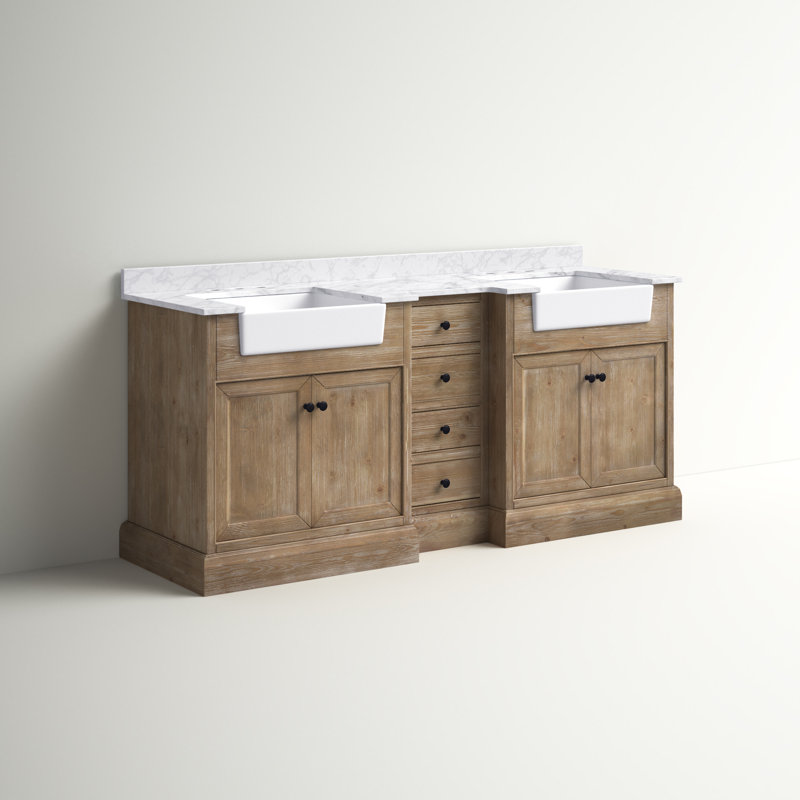 Claire 72'' Double Bathroom Vanity with Top, Italian Carrara Marble