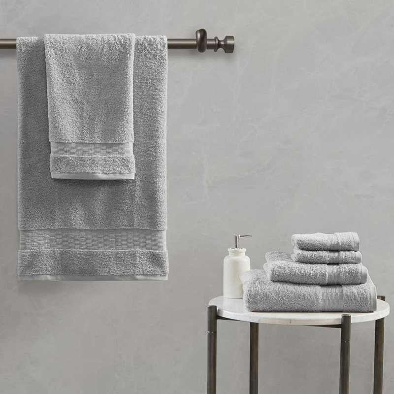 100% Egyptian-Like Cotton 6 Piece Towel Set, Gray