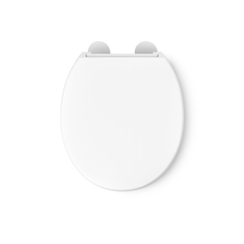 Hyten Elevated Toilet Seat with Quiet-Close Lid and Seat and Grip-Tight Bumpers, White, Round