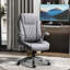 Chaise de bureau à haut dossier avec pivotement à 360 ° et conception ergonomique, accoudoirs réglables en similicuir gris