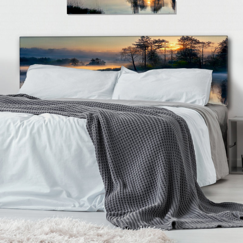 Kasima - Landscape Lake Upholstery Panel Headboard, Très grand