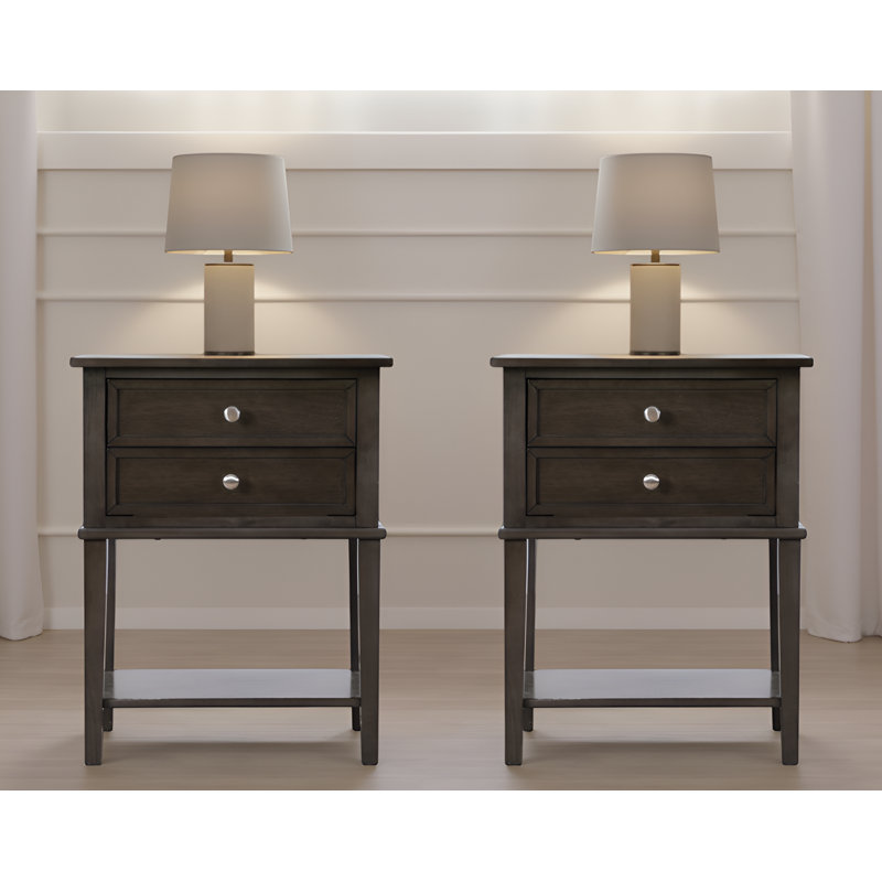 Zeist Gray Nightstand Set Of 2, Gray
