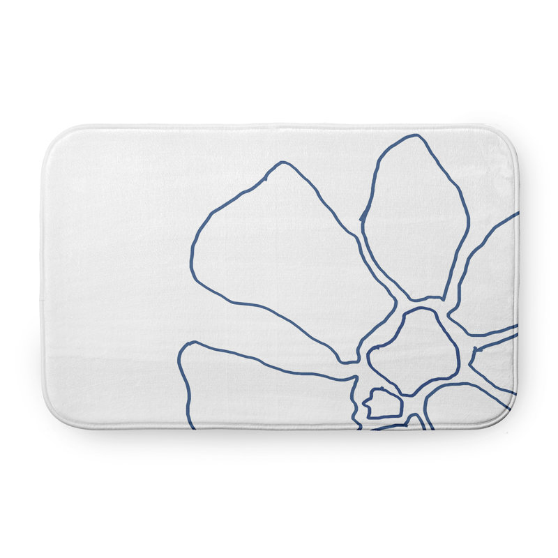 Tapis de bain Petal Lines, L 17 po x L 24 po, Bleu