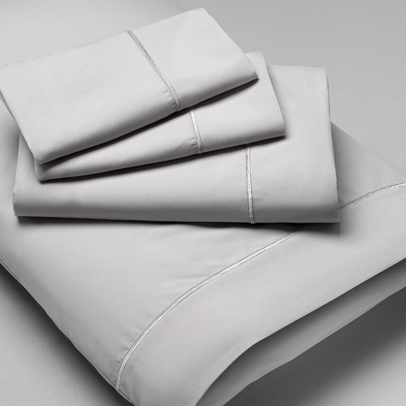 Sateen Sheet Set, Gray, Full Sheet Set + Fitted Sheet + 2 Pillowcases