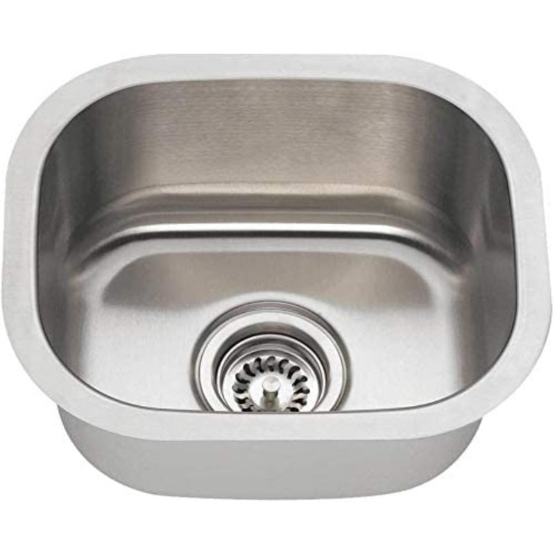 Évier de cuisine / bar à simple cuve avec crépine L 15 po x l 12 po