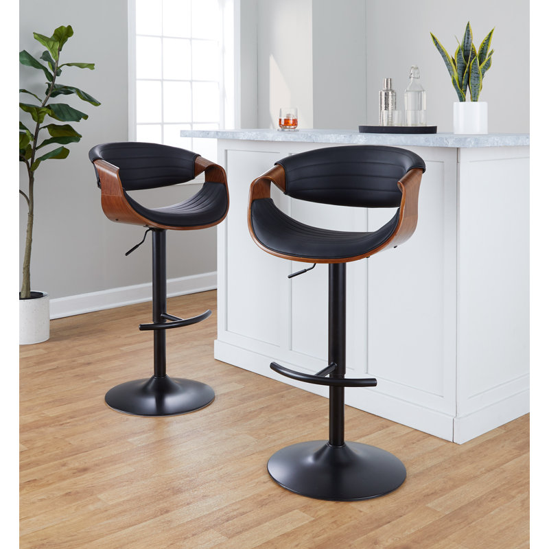 Tabouret de bar Arabelle, Noir, Noir / bois de noyer