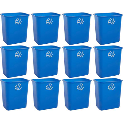 United Solutions Space Saving Recycling Bin, 7 Gal, 12 Pack, Recycle Blue