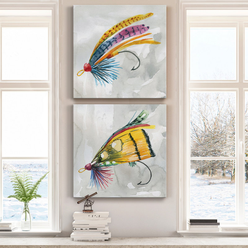 «Fly Hook III», ensemble de 2 reproductions d'art sur toiles tendues, H 10 po x l 10 po x P 1,25 po