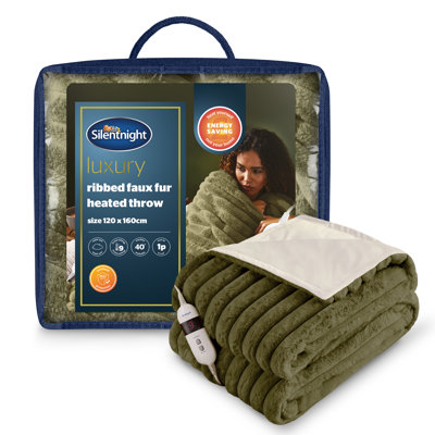 Silentnight Luxury Ribbed Faux Fur Heated Throw