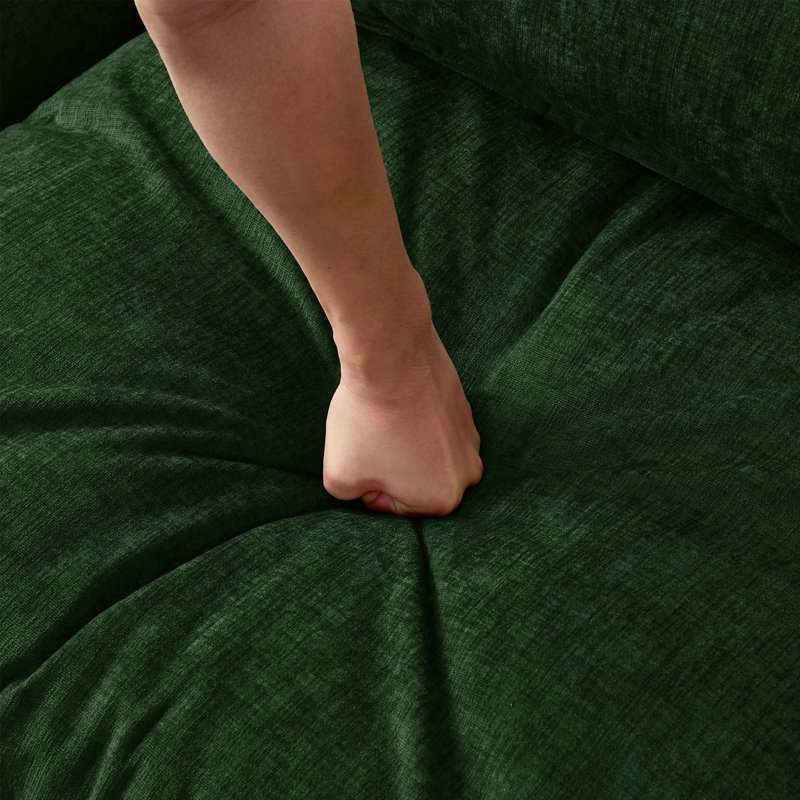 Canapé modulaire de 105 po en tissu de chenille rembourré de 105 po avec repose-pieds et canapé en L, Vert