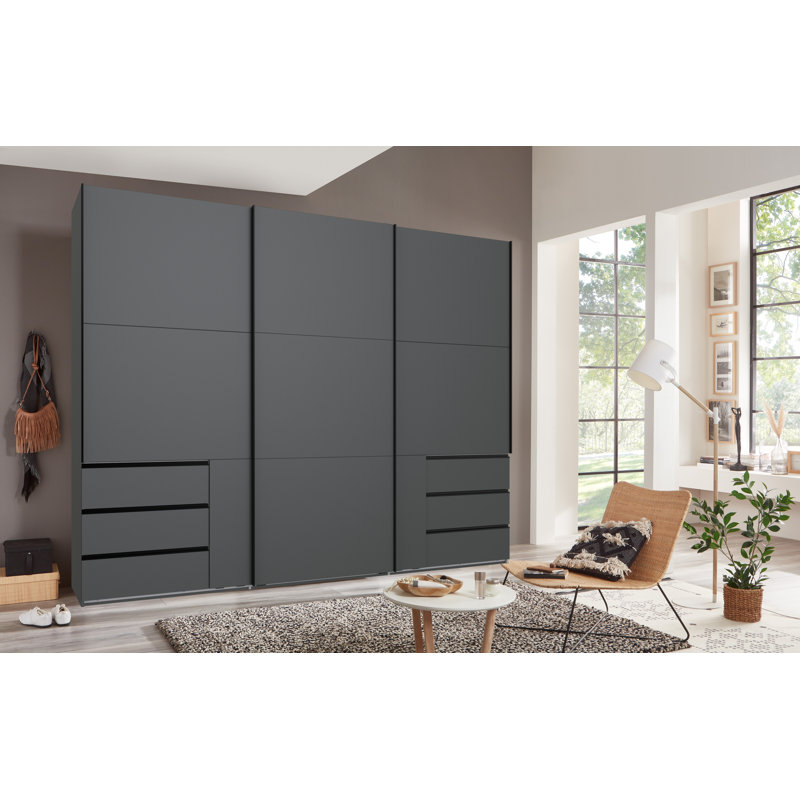 Guardino 3 Door Wardrobe, 236cm H x 300cm W x 65cm D, Graphite