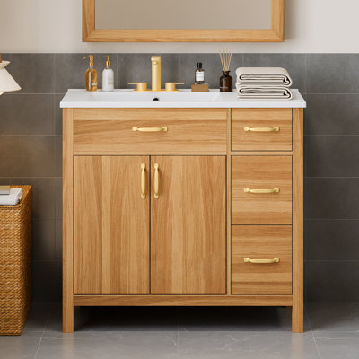 36" Single Bathroom Vanity With Ceramic Sink