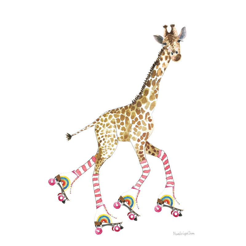 Giraffe Joy Ride II No Balloons by Mercedes Lopez Charro - Wrapped Canvas Painting, 76cm H x 51cm W x 3.8cm D
