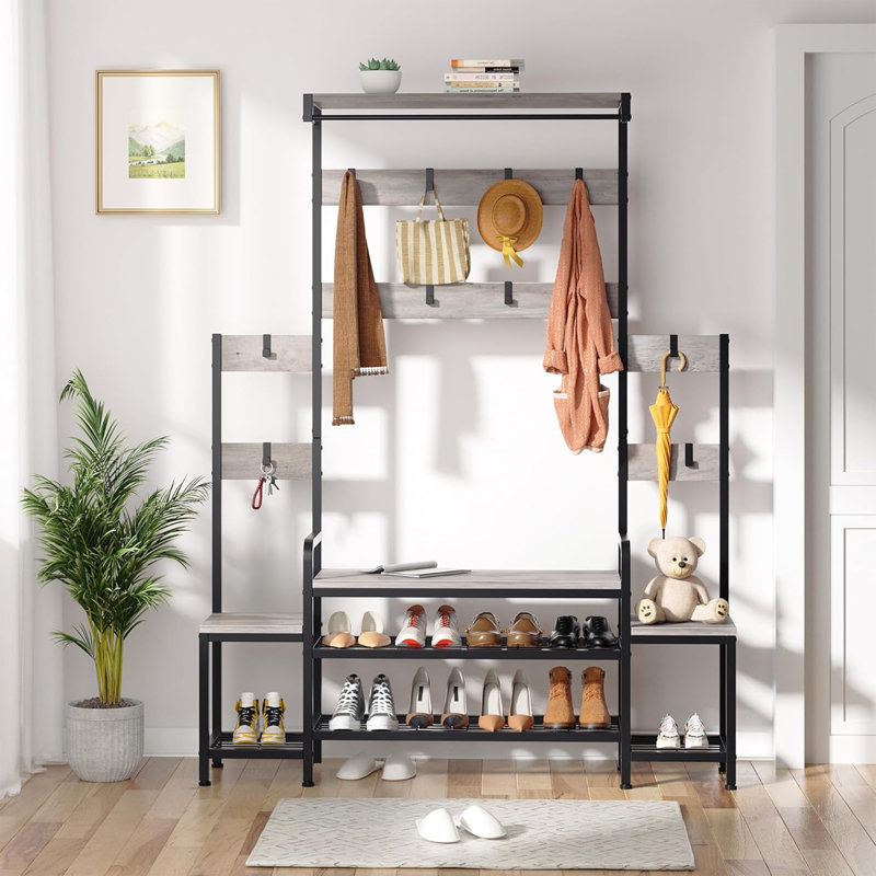 Arbre d'entrée 55,5 "avec banc et rangement pour chaussures Amandine, Gris