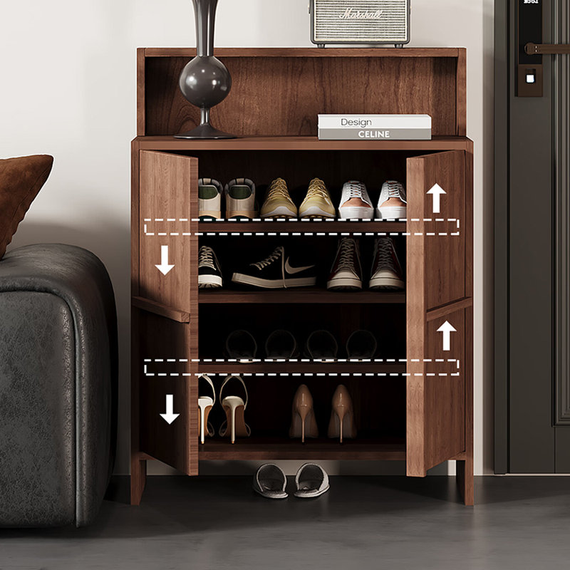 Chinese style retro living room shoe cabinet, 45.28" H x 31.5" W x 14.96" D
